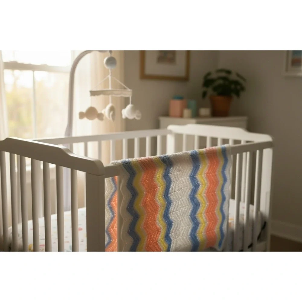 Crochet Blanket Pastel Color Grannycore Chevron Pattern